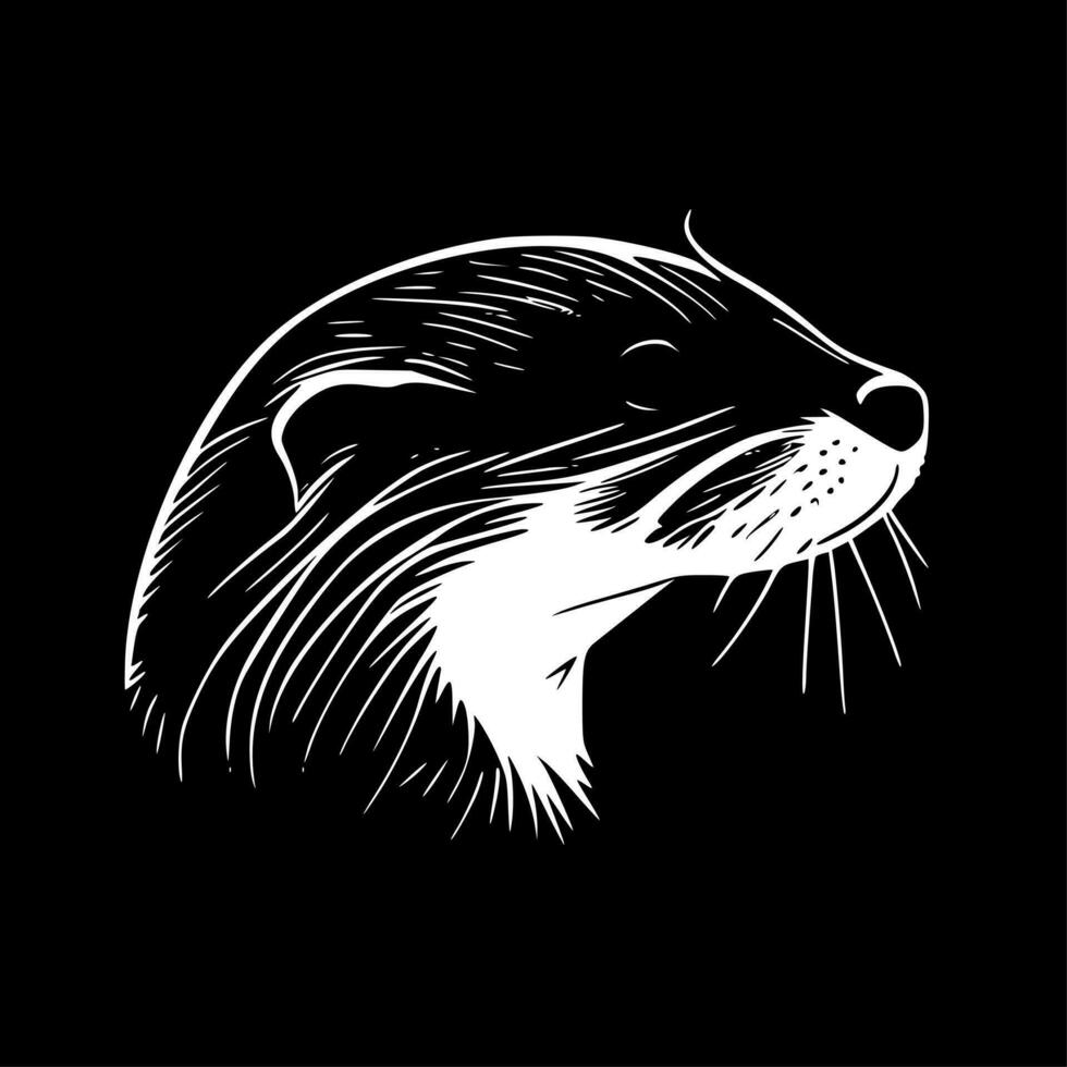 Otter, Black and White Vector illustration