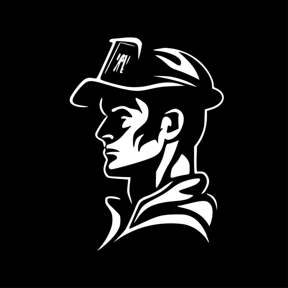 Firefighter - Black and White Isolated Icon - Vector illustration