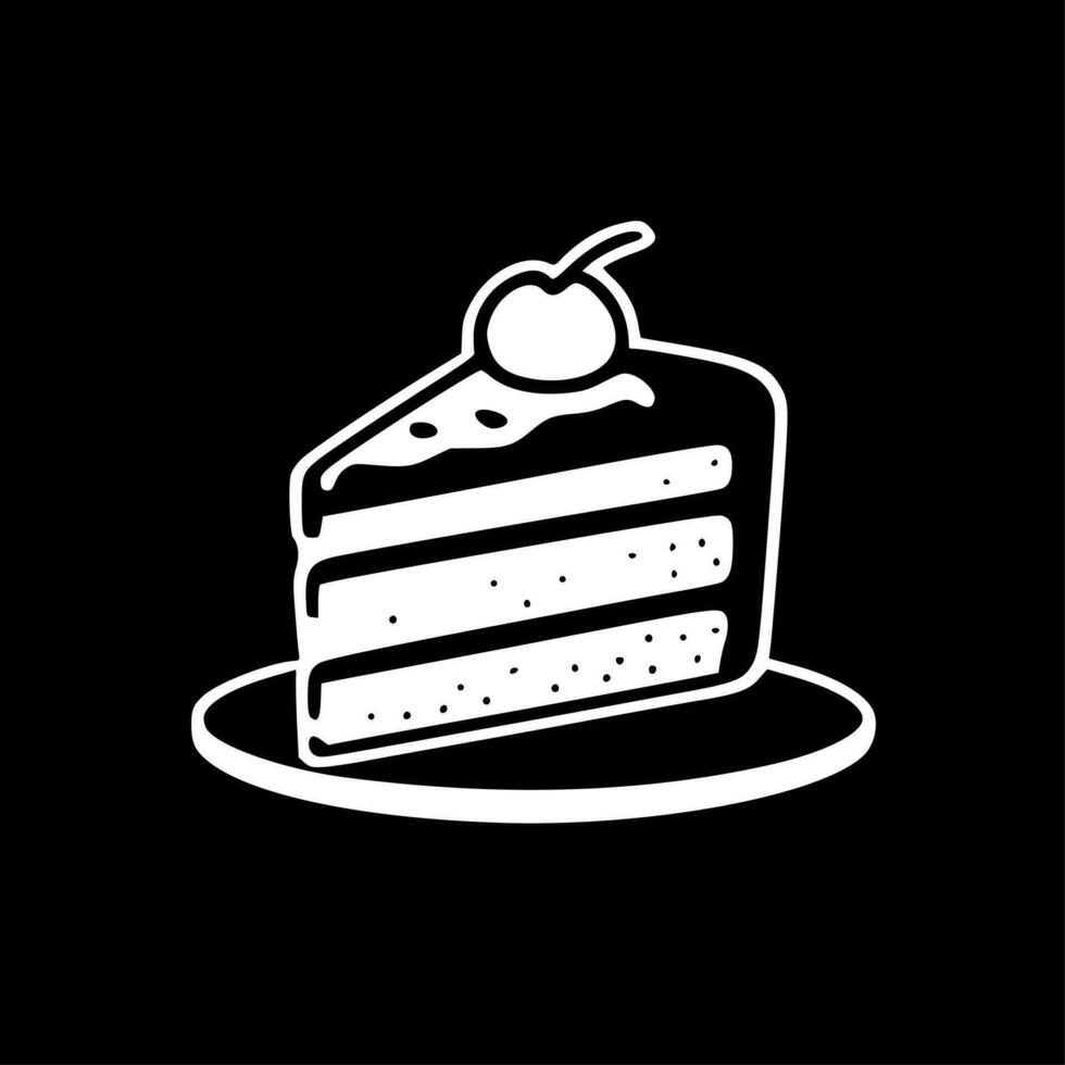 Cake, Black and White Vector illustration