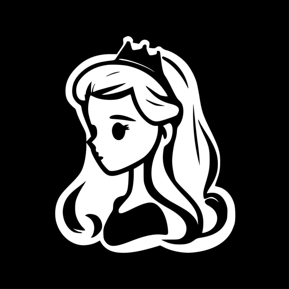 Princess - Black and White Isolated Icon - Vector illustration