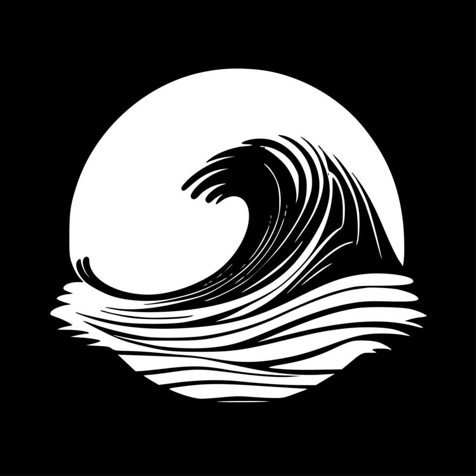 Wave - Black and White Isolated Icon - Vector illustration