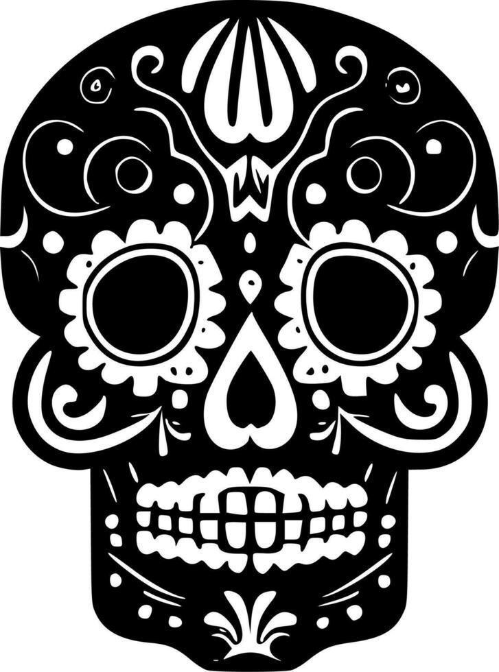 Sugar Skull, Black and White Vector illustration