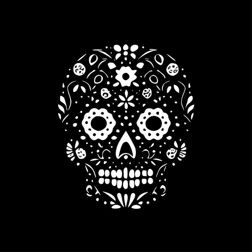 Sugar Skull - Black and White Isolated Icon - Vector illustration