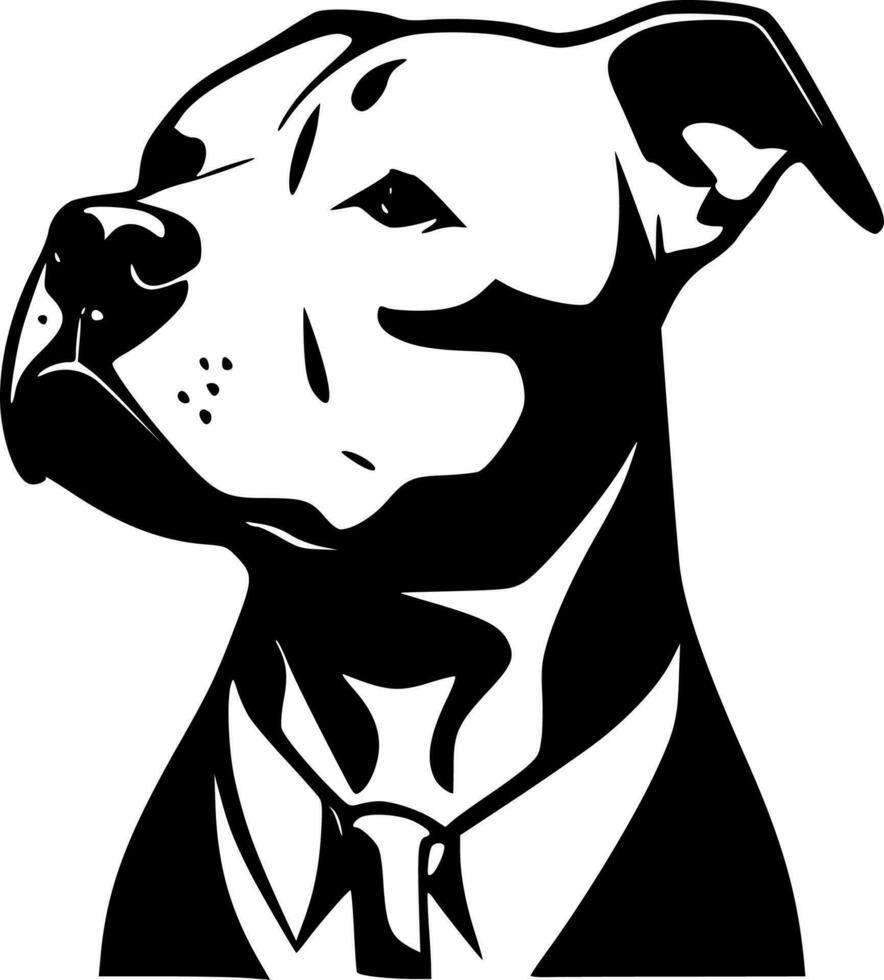 Pitbull, Black and White Vector illustration