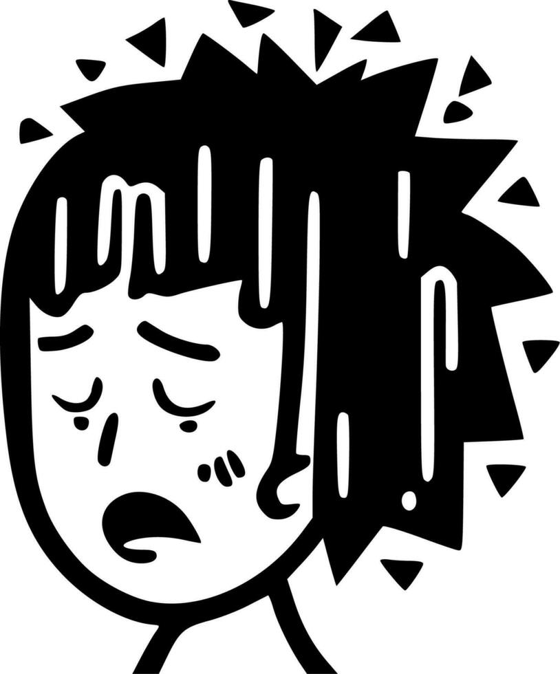 Mental Health, Black and White Vector illustration