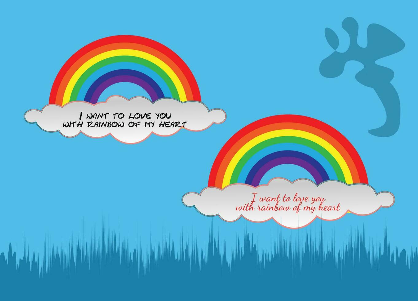 Rainbow and clouds  with nice wallpaper. vector