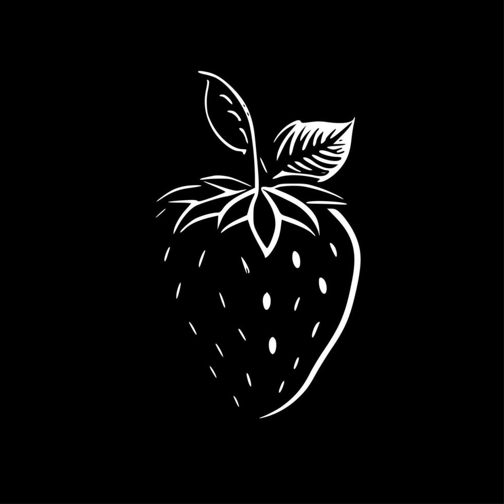 Strawberry, Black and White Vector illustration