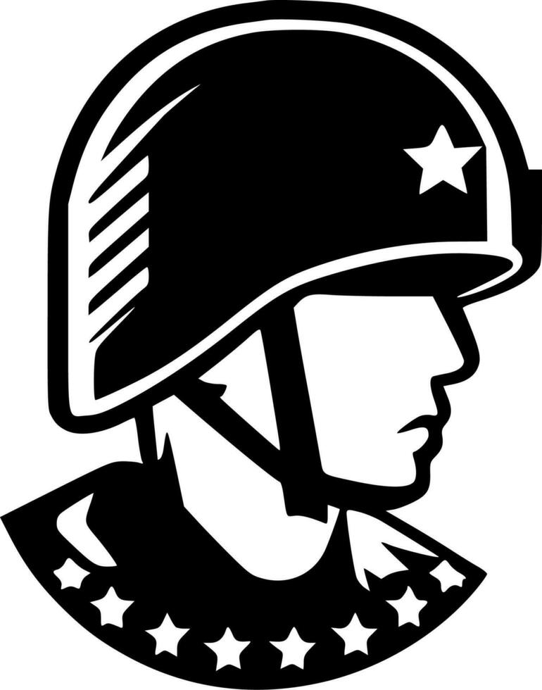 militar - negro y blanco aislado icono - vector ilustración