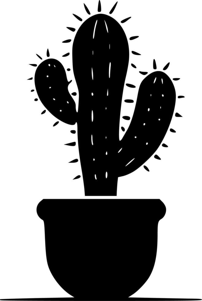 Cactus, Black and White Vector illustration