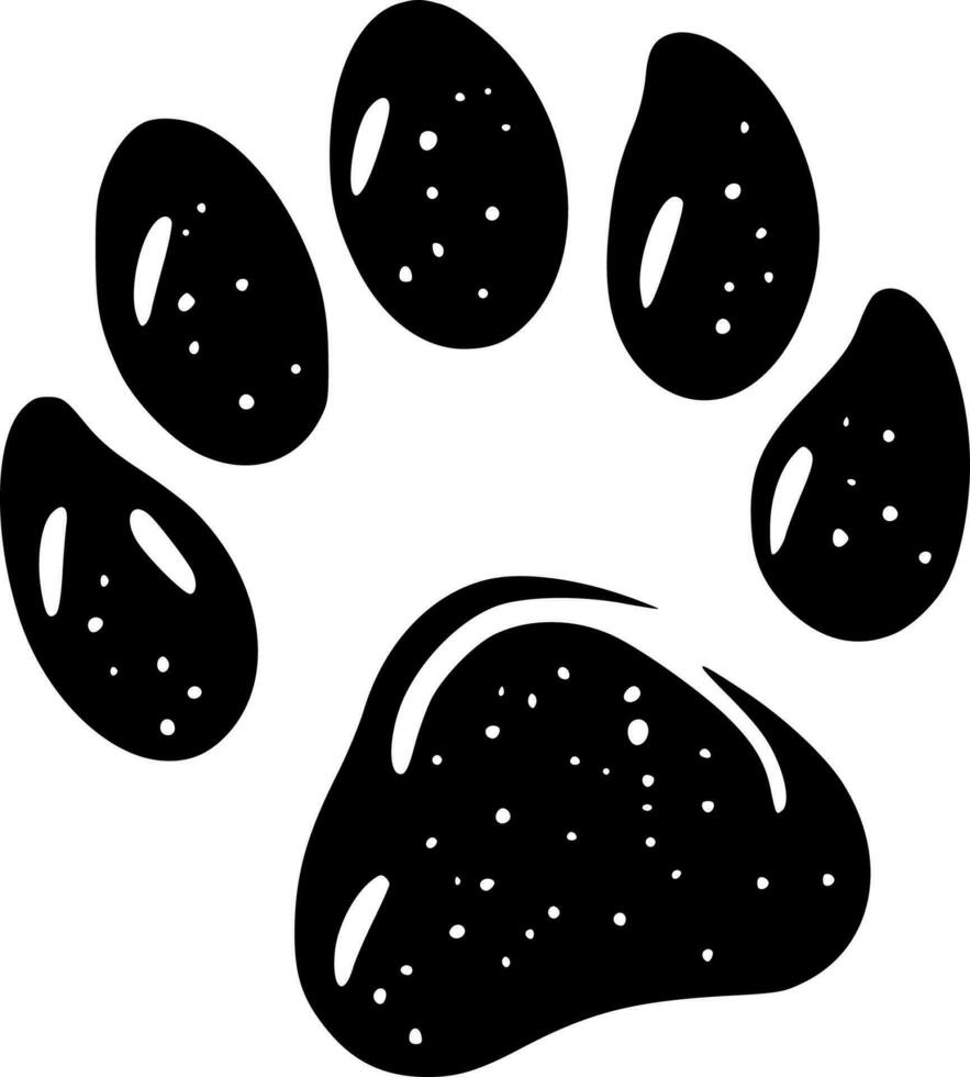 Paw, Black and White Vector illustration