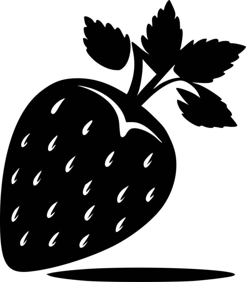 Strawberry - Black and White Isolated Icon - Vector illustration