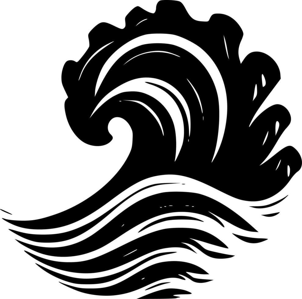 Waves, Minimalist and Simple Silhouette - Vector illustration