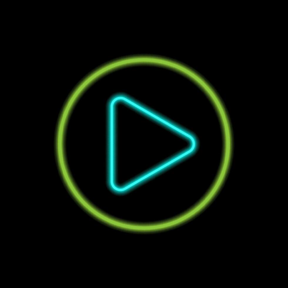 Glowing green-blue play button vector