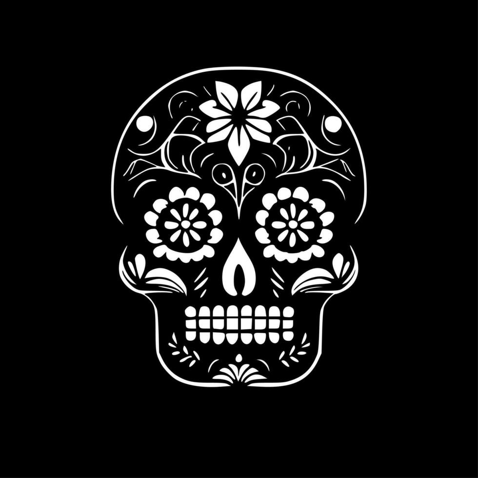 Sugar Skull - Black and White Isolated Icon - Vector illustration