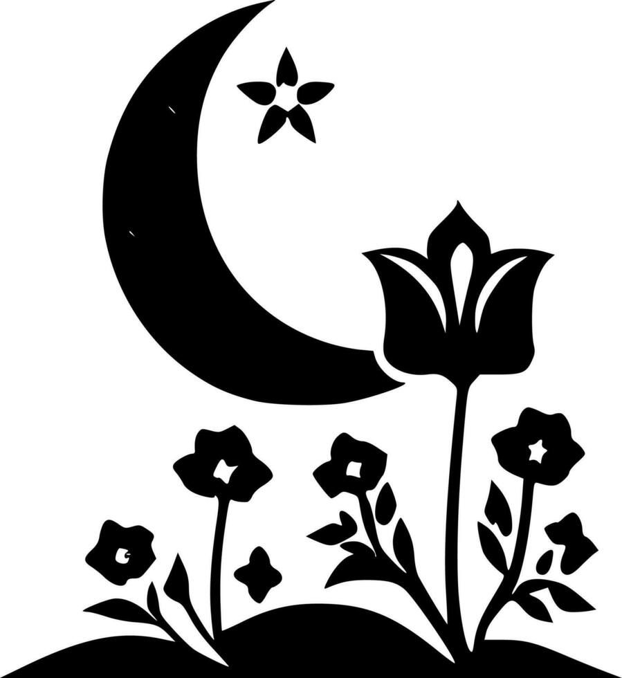 Ramadán - negro y blanco aislado icono - vector ilustración