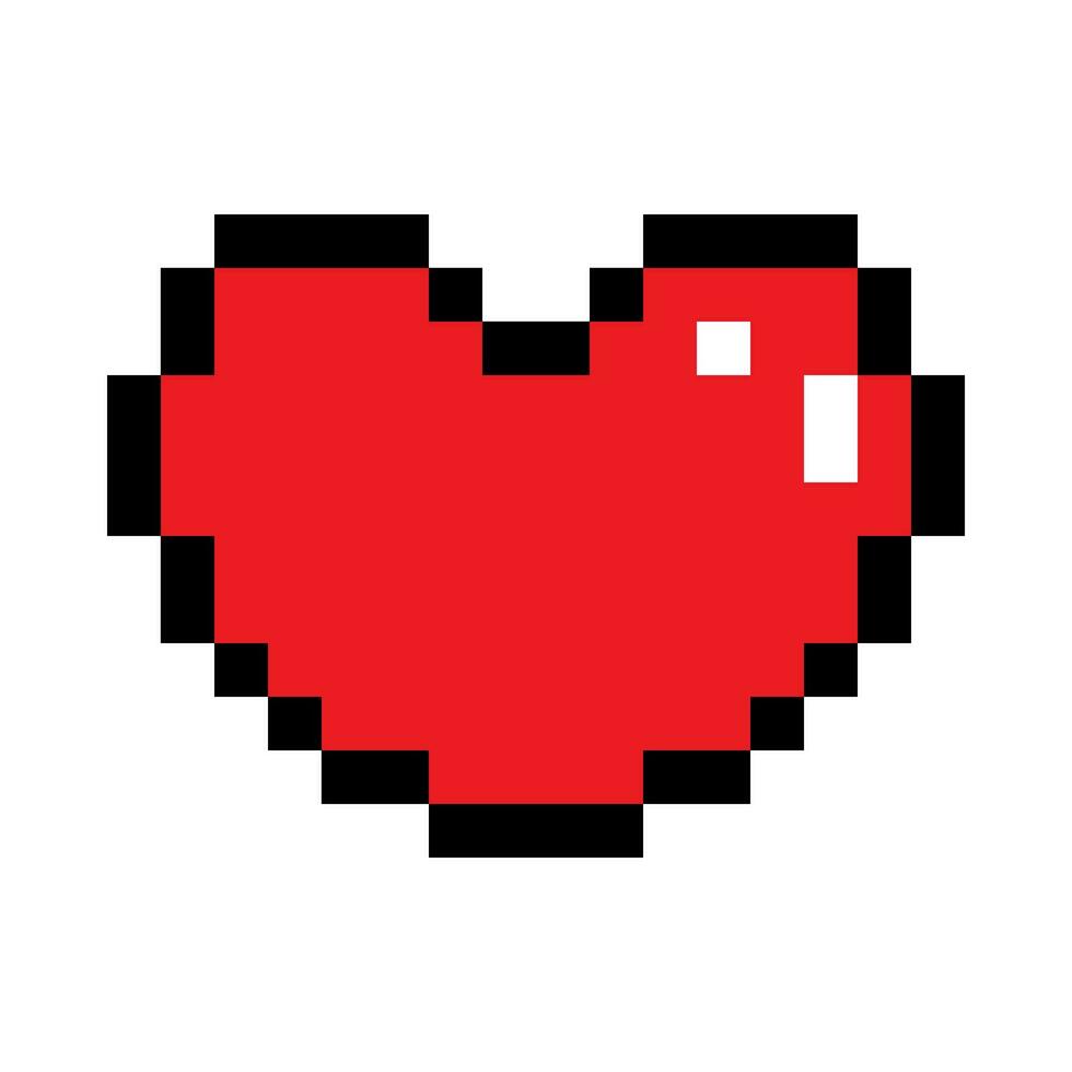 Pixel art heart icon symbol. Flat design, isolated on white background, EPS10 vector