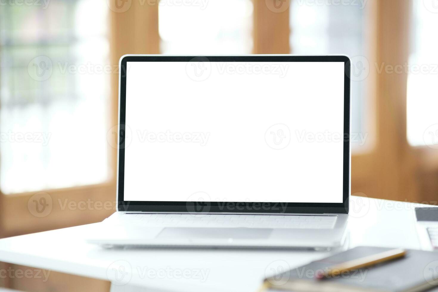 Mockup Computer laptops and Laptop blank screen mockup. 3D rendering photo