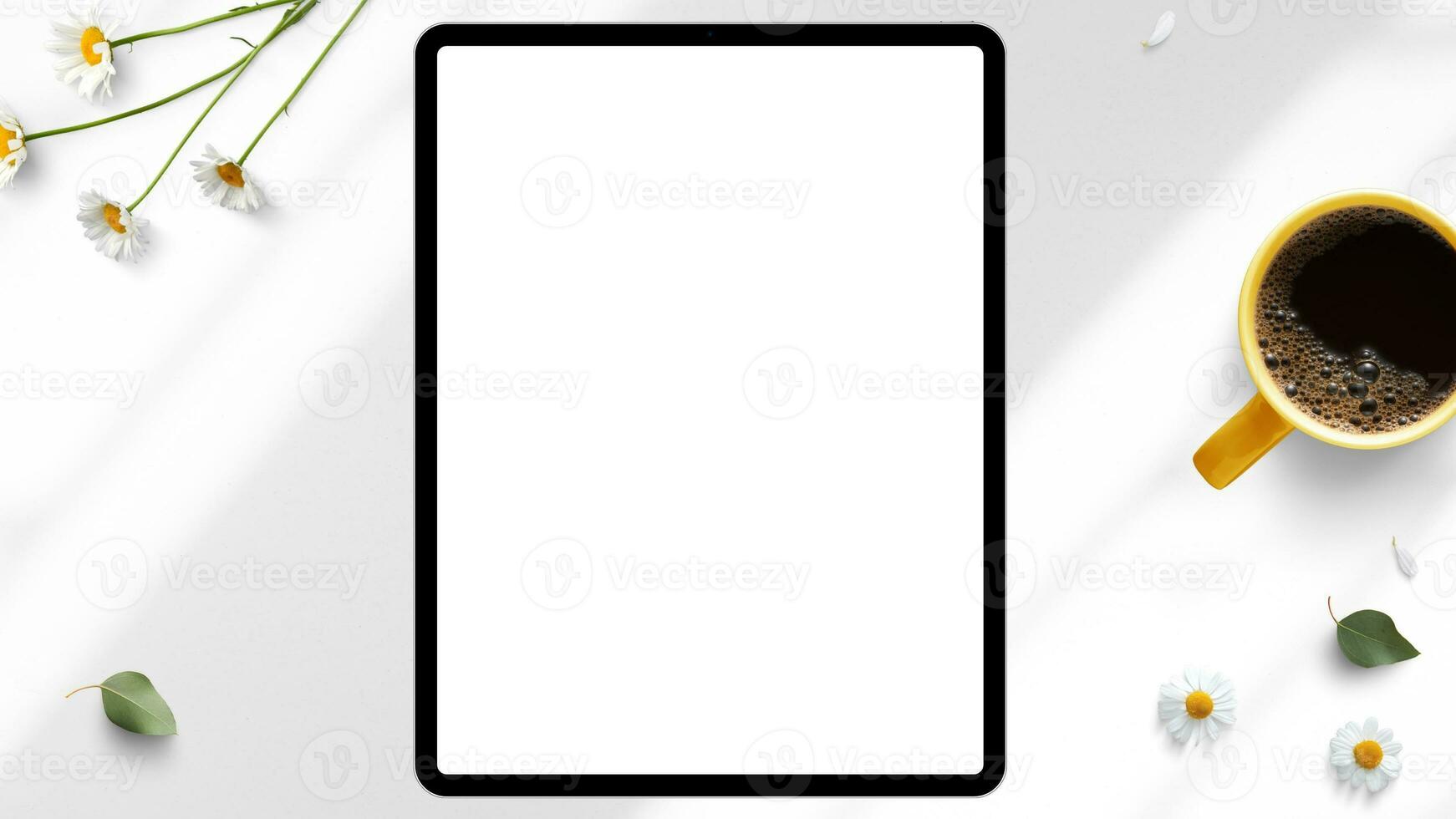 Tablet Mockup On Desktop For Advertisment Text. photo