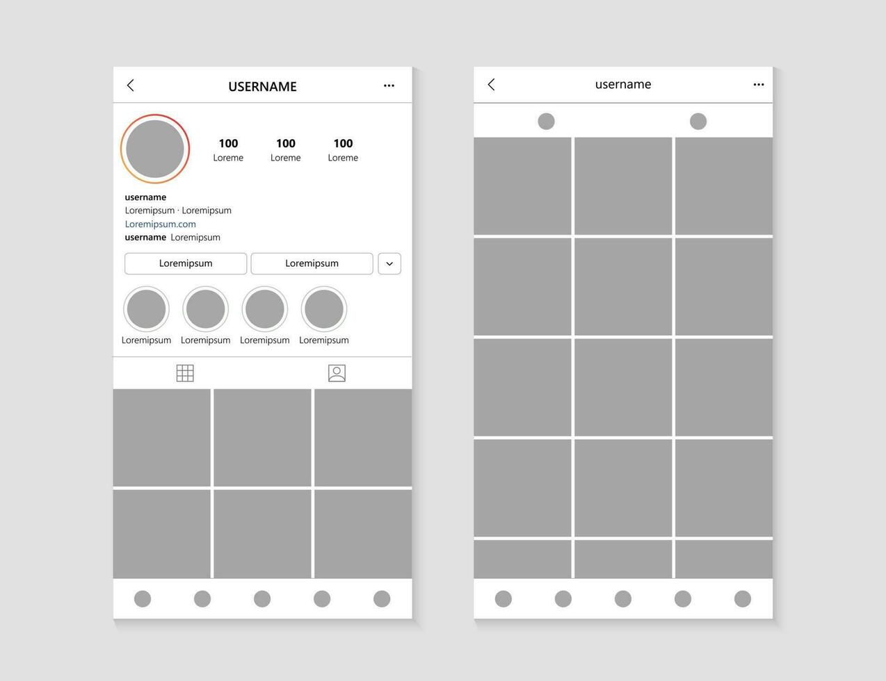 Social media mobile app page template. Minimal design for a smart phone application design. vector