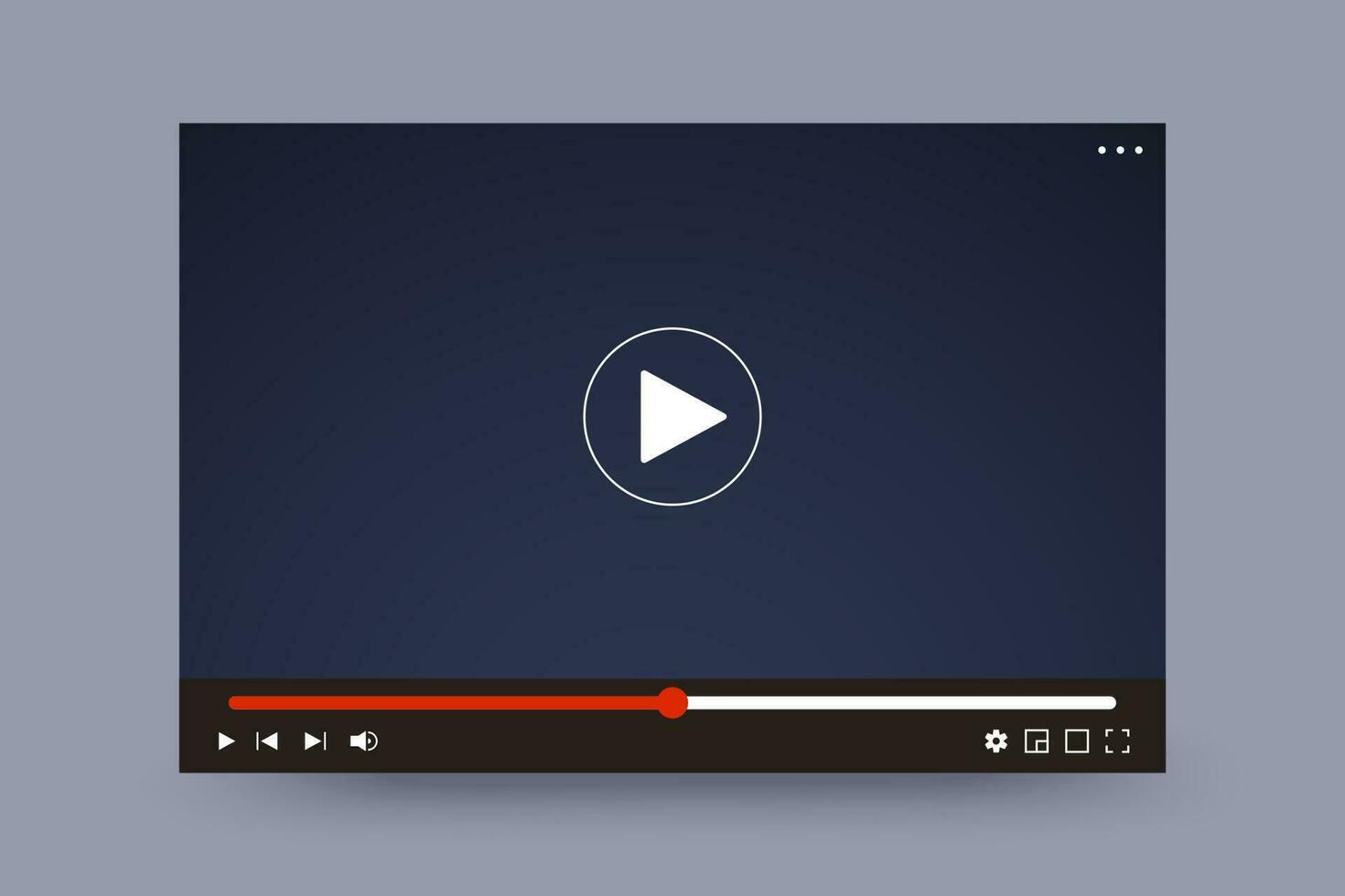Video player interface illustration. Video player screen with navigation icons. Design mockup of video interface window template. vector
