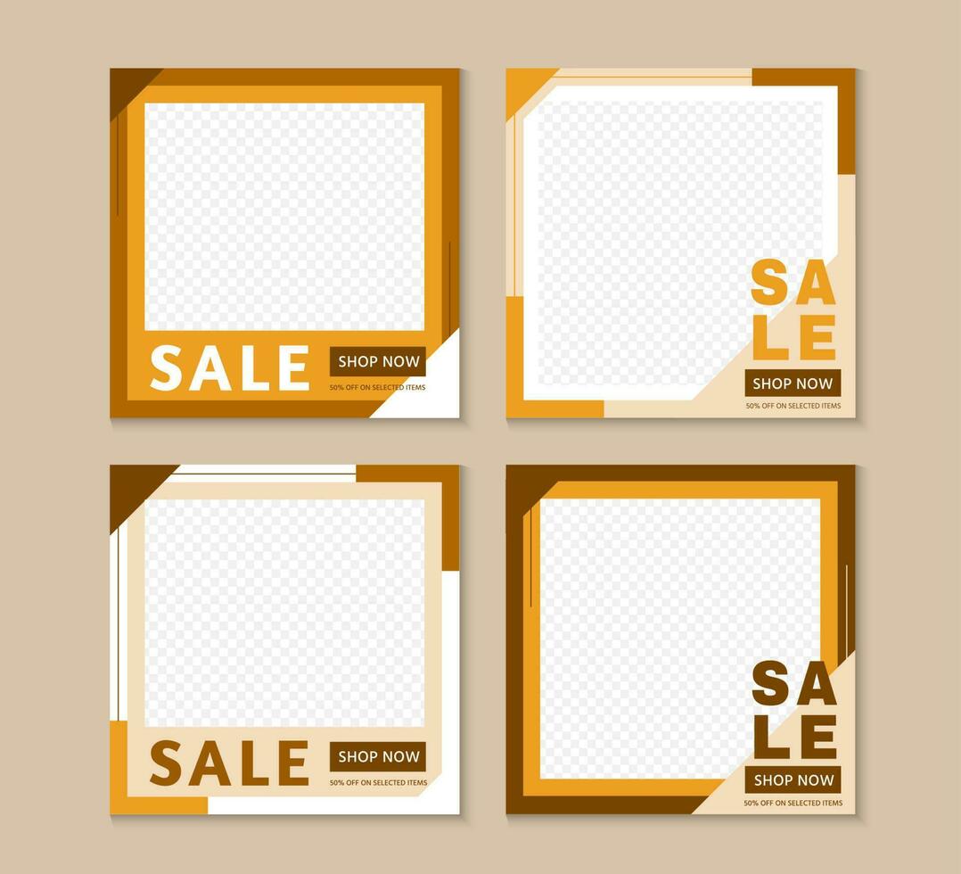 Special sale discount template banner set illustrations. Promotion square web banner for social media mobile apps. Editable mockup with abstract shape. Digital banner and poster. vector