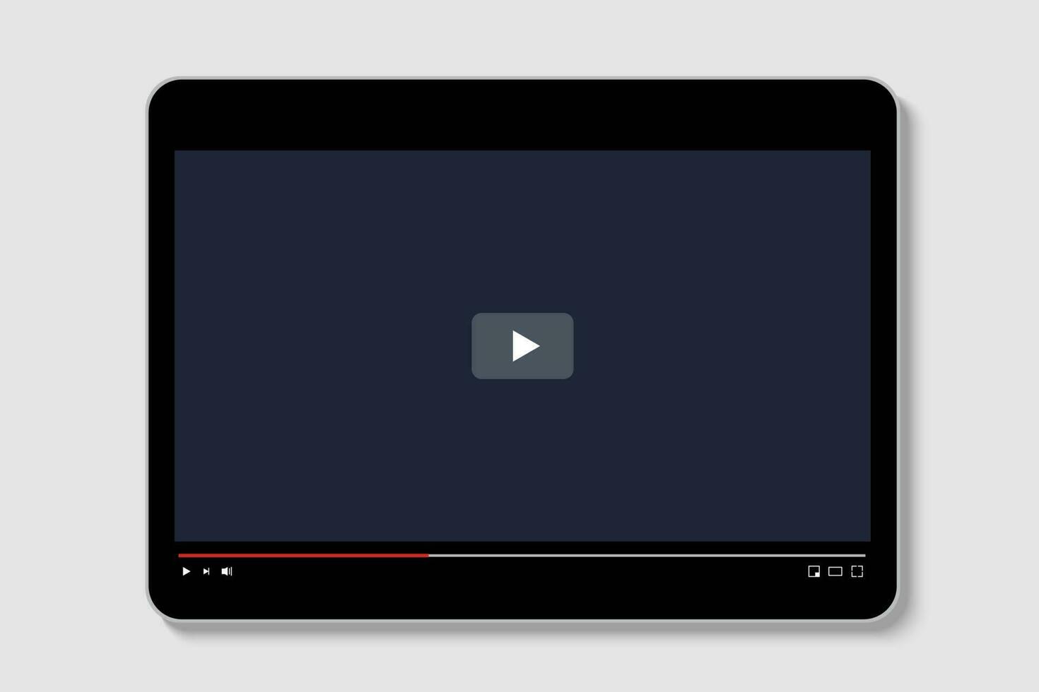 Video player interface mockup design. Video player screen with navigation icons vector