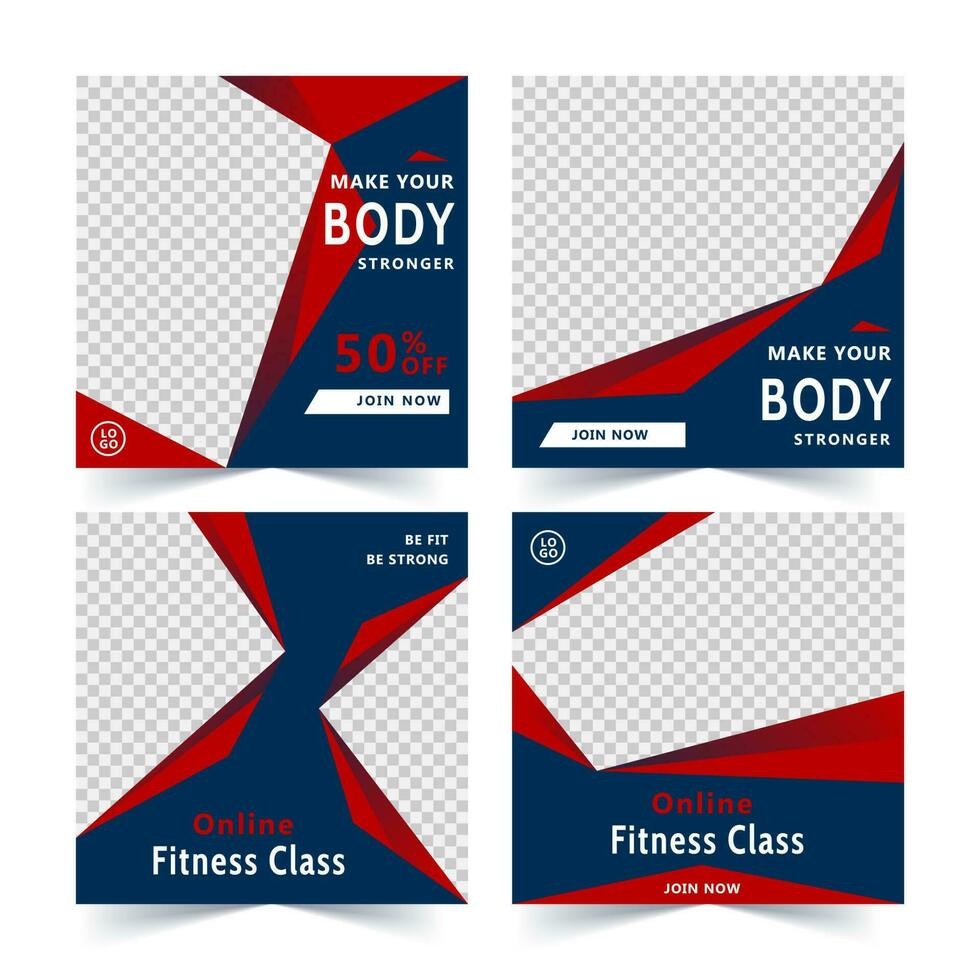 Fitness class square banner template, promotional banner for social media post, web banner and flyer illustration vector