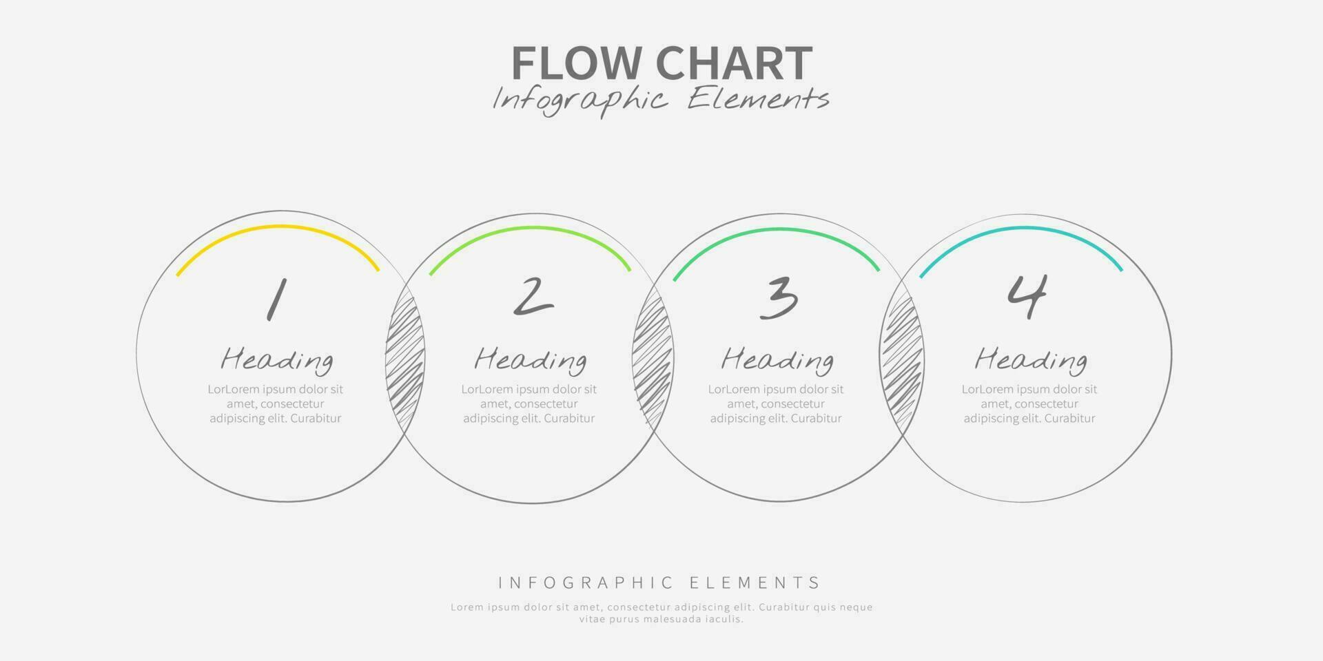 Infographic hand drawn vector elements of flow chart, hand drawn four circles.