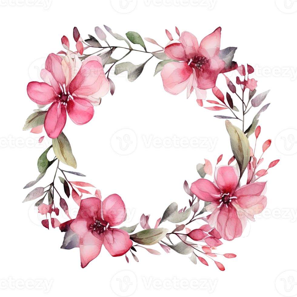 Watercolor floral wreath. Illustration png