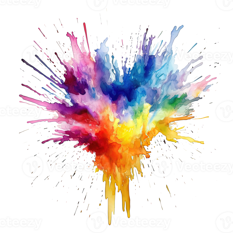 Rainbow watercolor splash. Illustration png