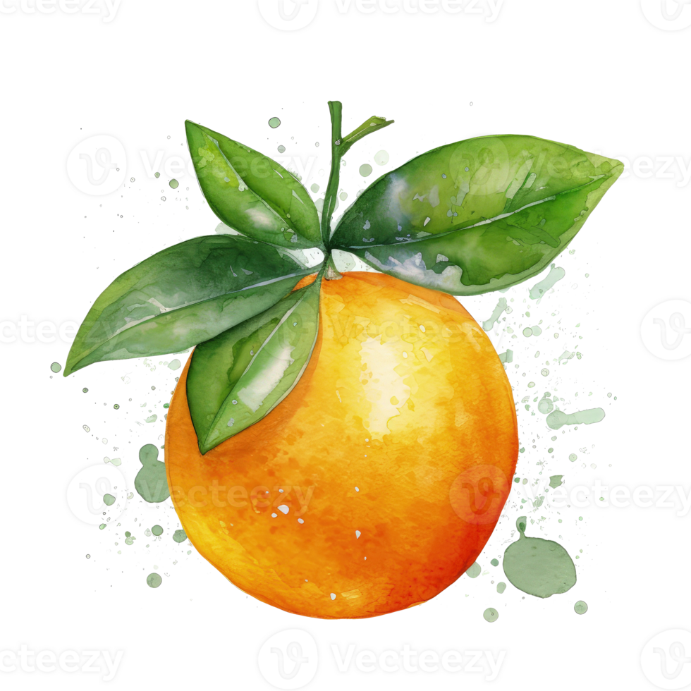 Fresh watercolor orange fruit. Illustration png