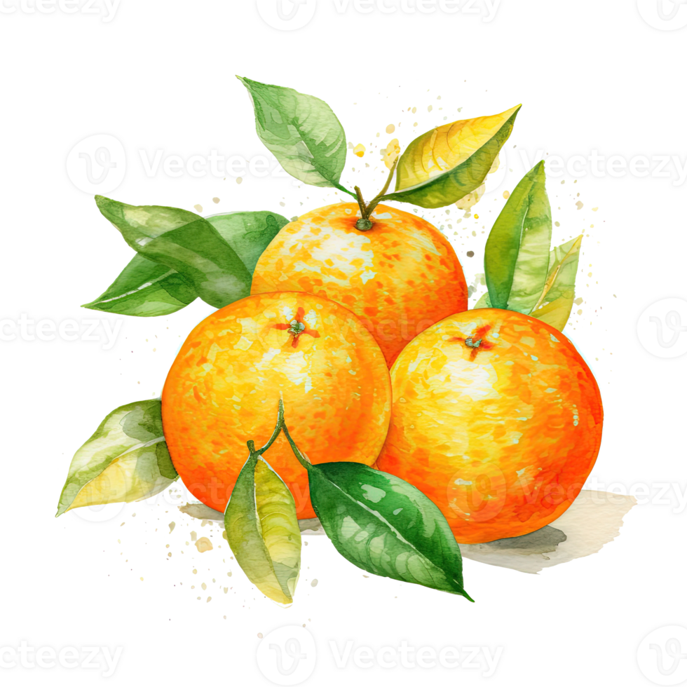 Fresh watercolor orange fruit. Illustration png