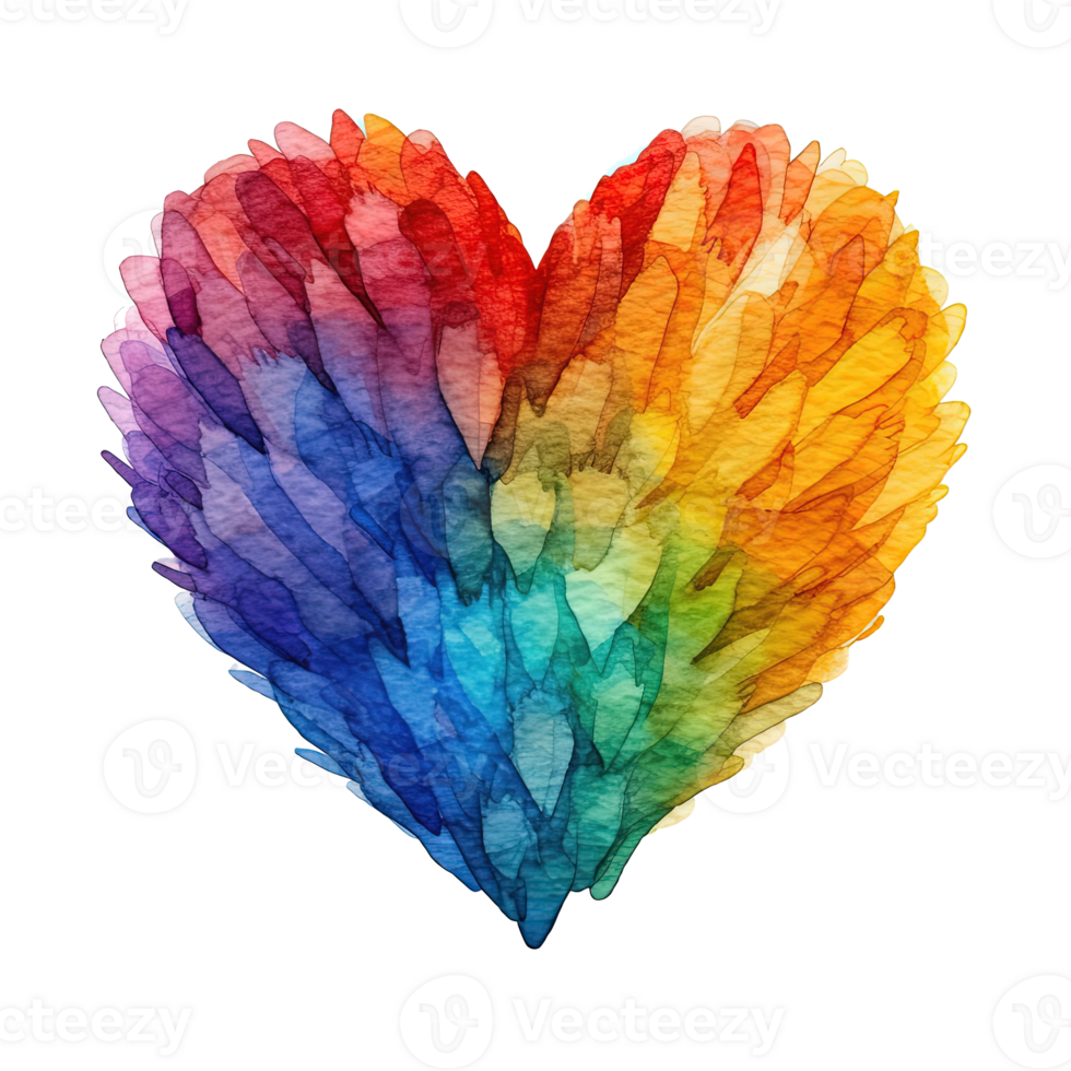 Rainbow watercolor heart isolated. Illustration png