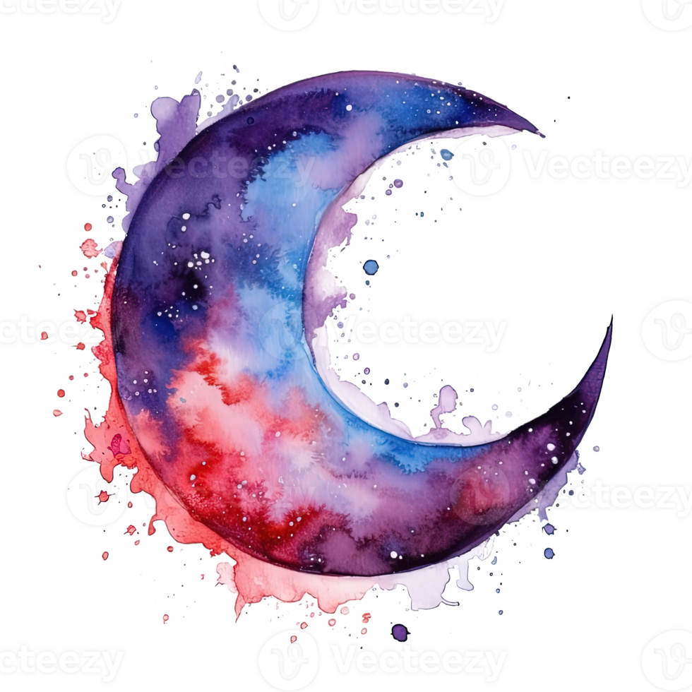 Watercolor moon. Illustration png