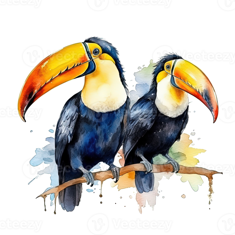 Watercolor toucan, Illustration png