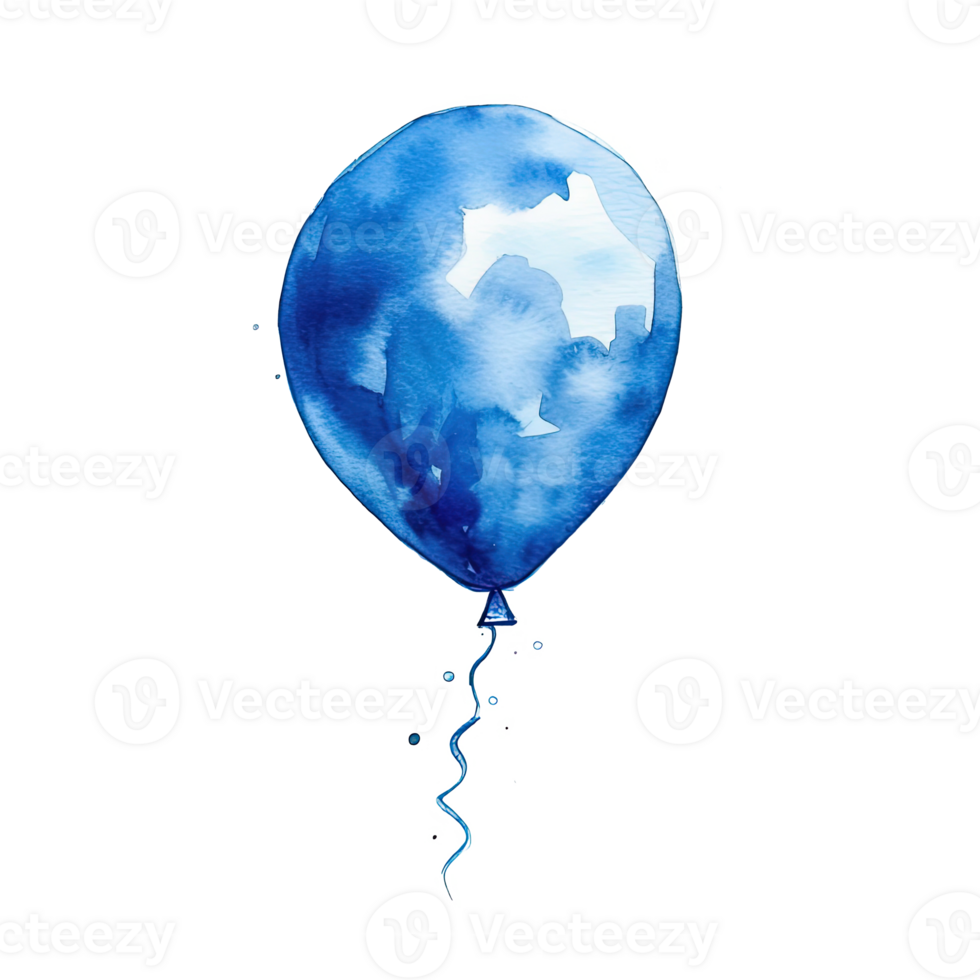 Blue watercolor balloon isolated. Illustration png