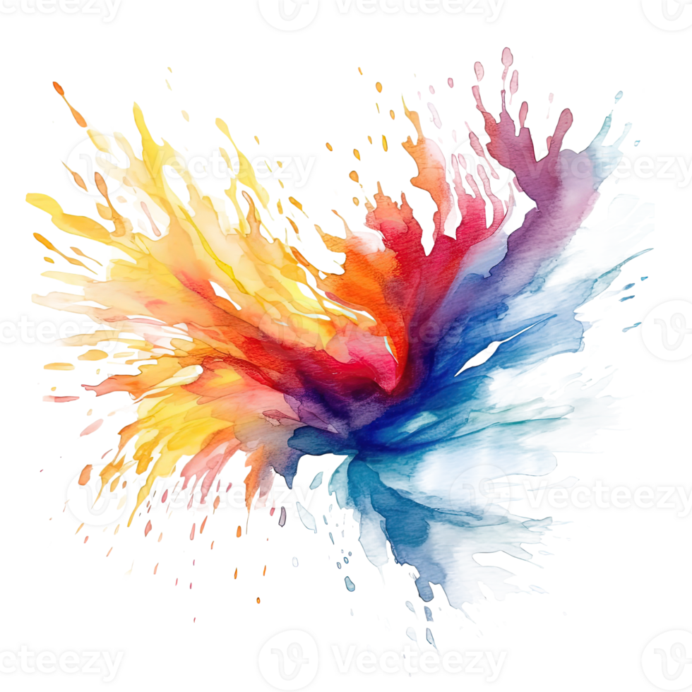 Rainbow watercolor splash. Illustration png