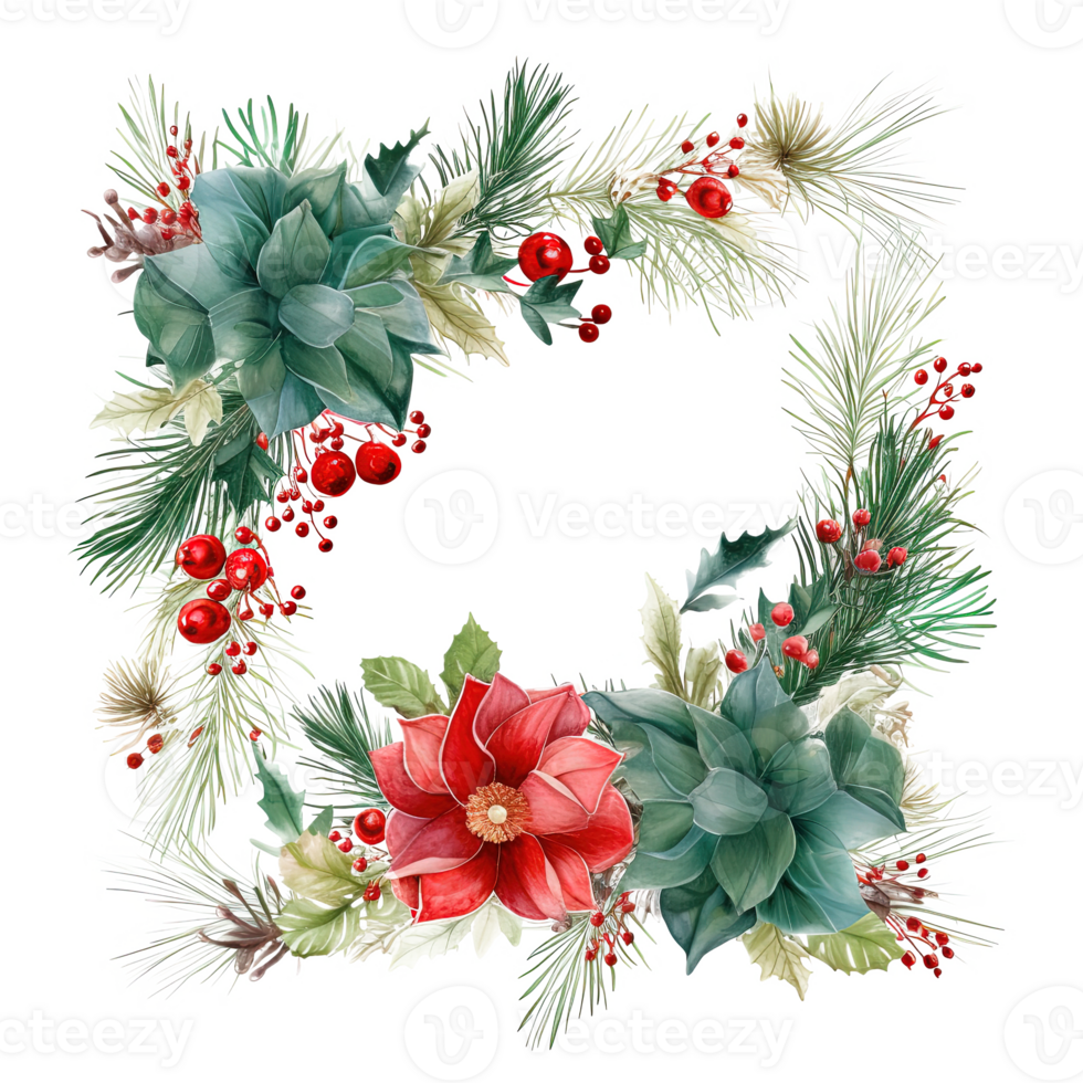Watercolor Christmas wreath. Illustration png