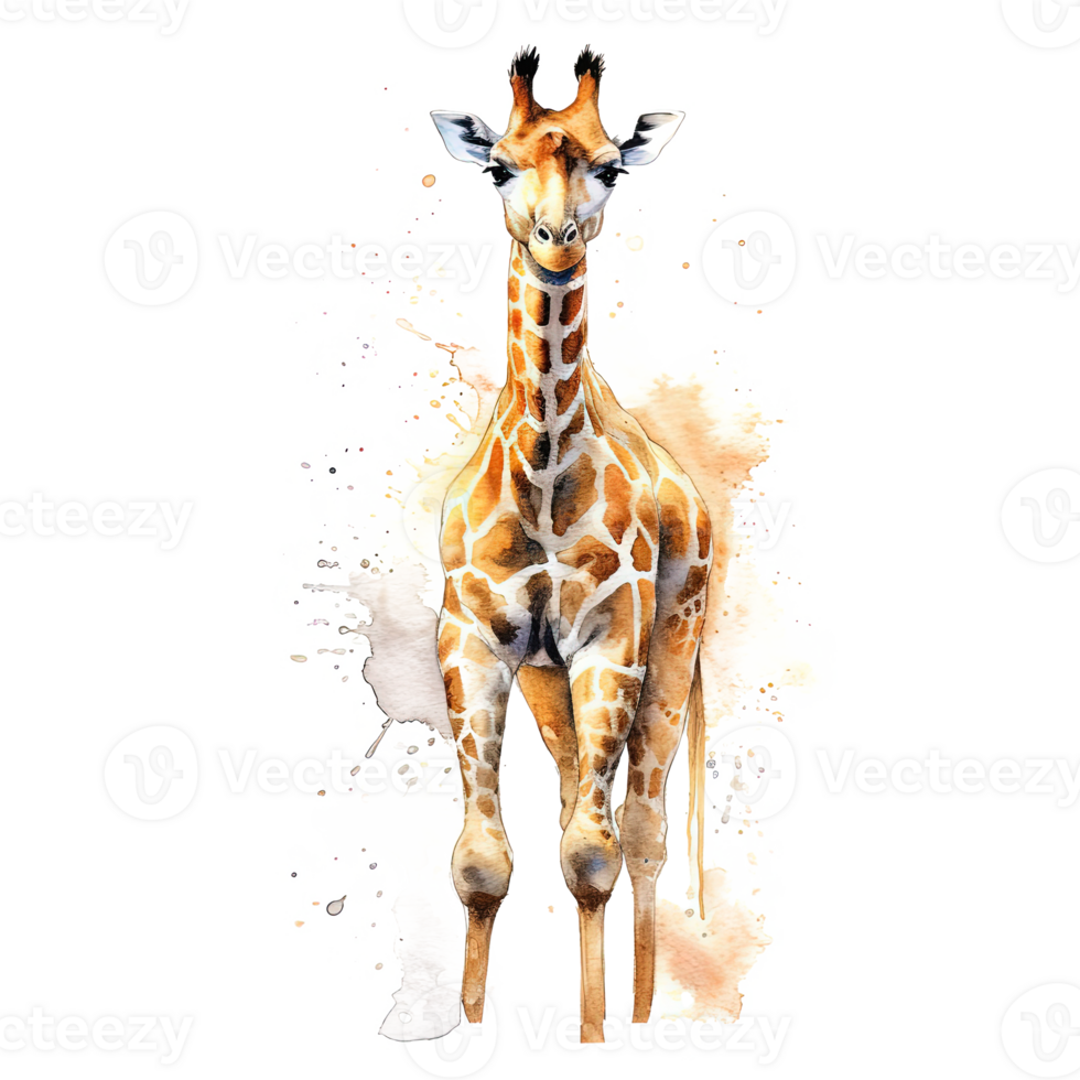 Watercolor giraffe. Illustration png