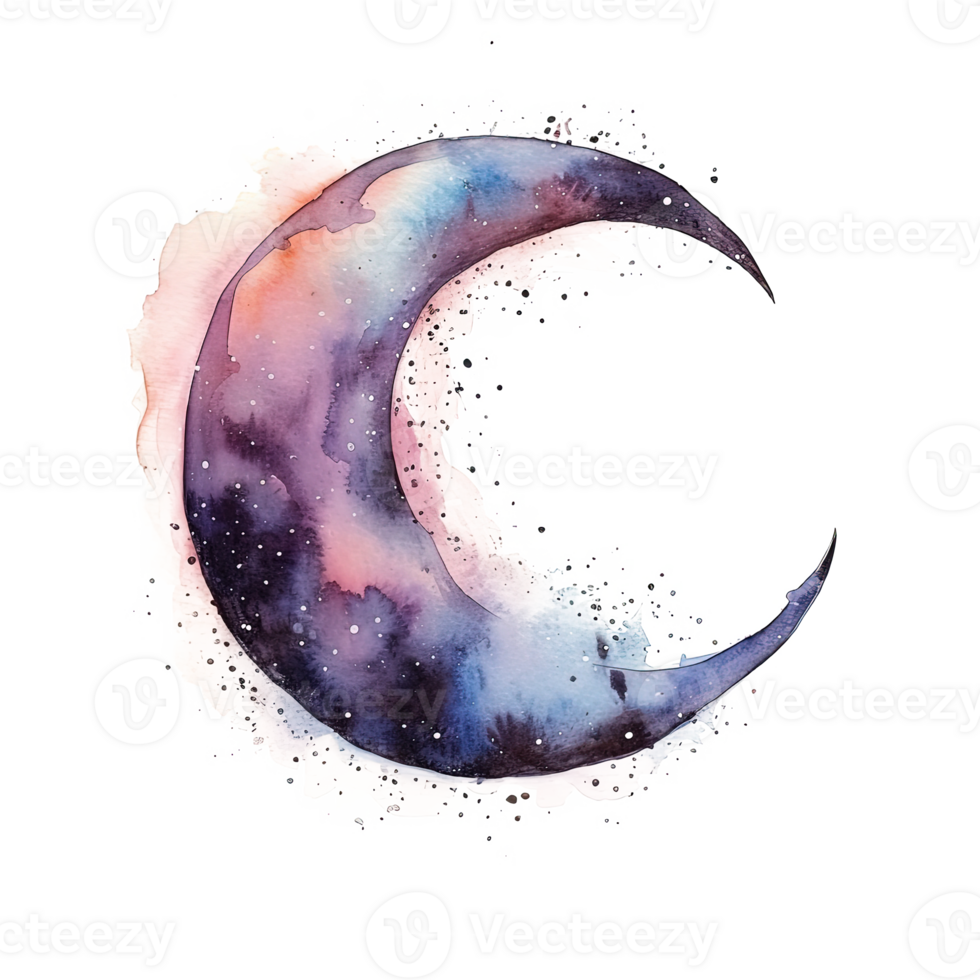 Watercolor moon. Illustration png