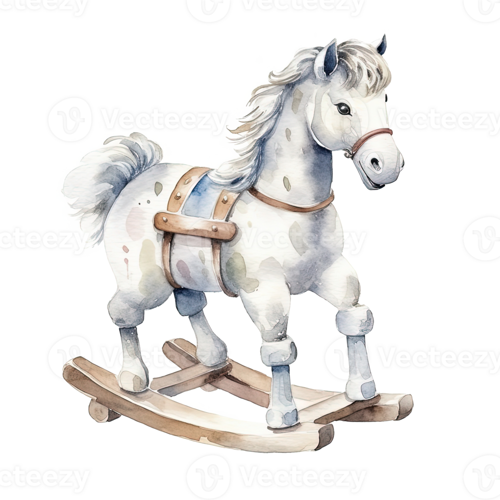 Watercolor vintage cartoon horse toy. Illustration png