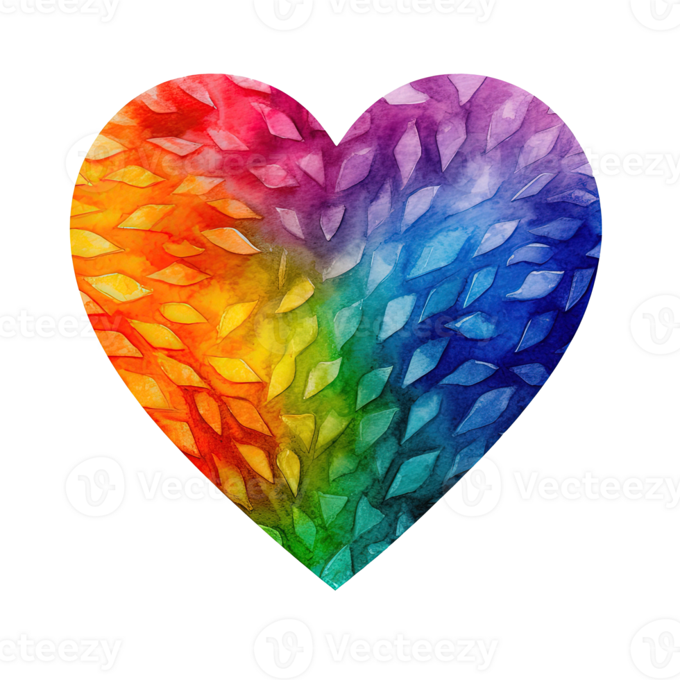 Rainbow watercolor heart isolated. Illustration png