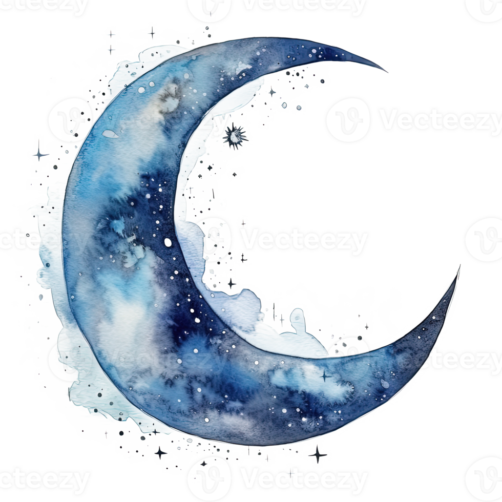 Watercolor moon. Illustration png