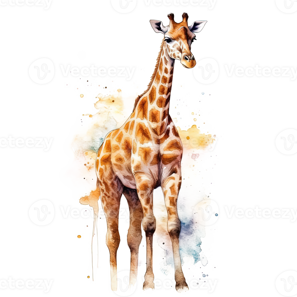 Watercolor giraffe. Illustration png