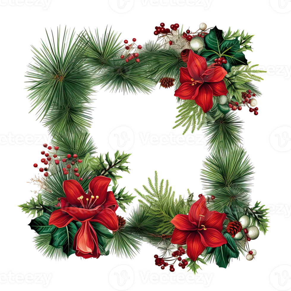 Watercolor Christmas wreath. Illustration png