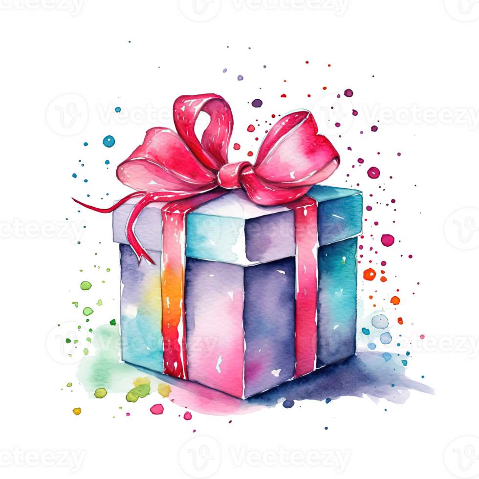 Watercolor gift. Illustration png