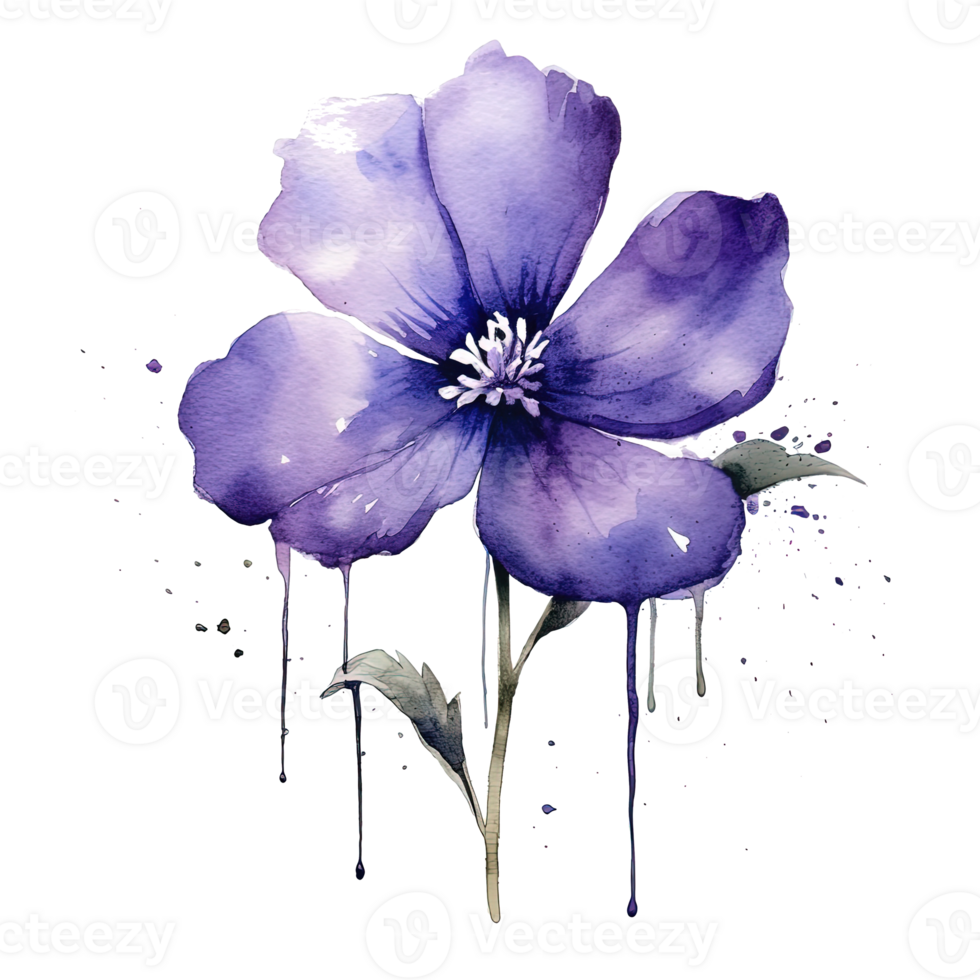 violett Aquarell Blume. Illustration ai generativ png