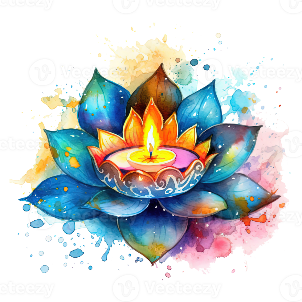 diwali lampor vattenfärg. illustration ai generativ png