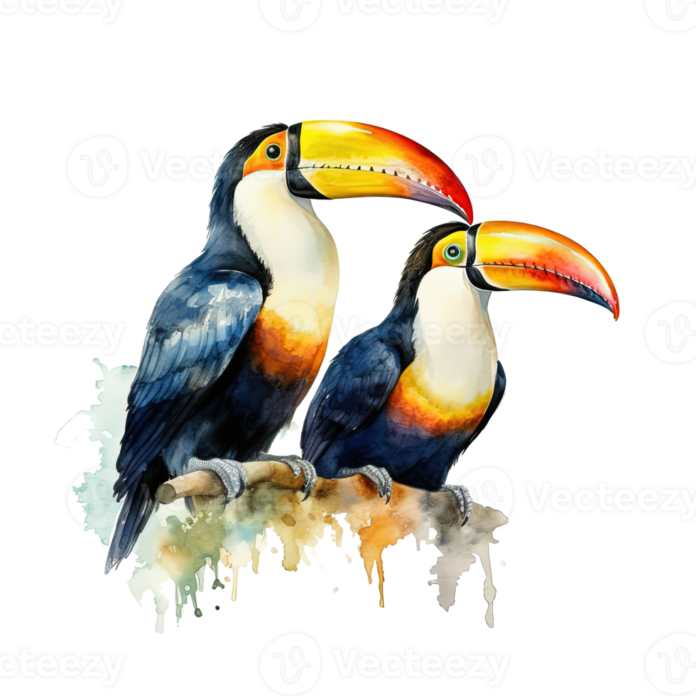 Watercolor toucan, Illustration png