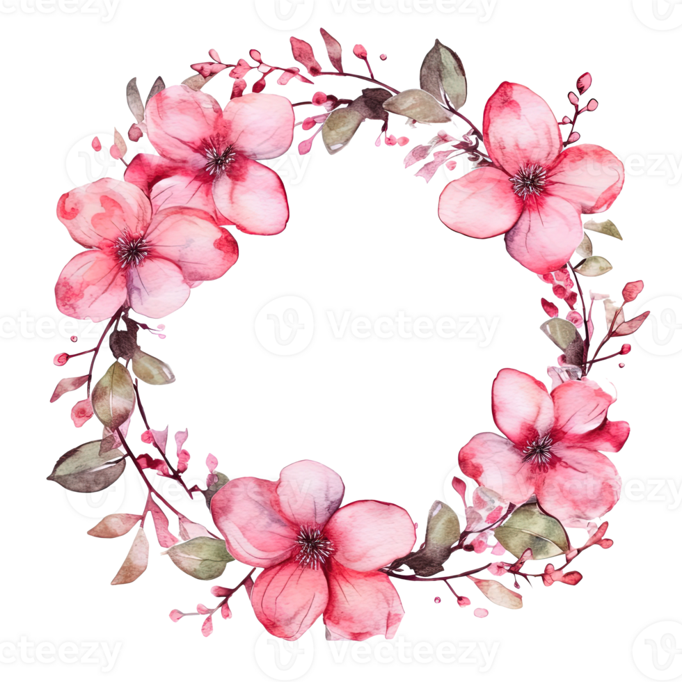 Watercolor floral wreath. Illustration png